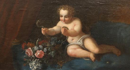 17th century Roman School, The infant Hercules with a serpent, 20 x 35in.